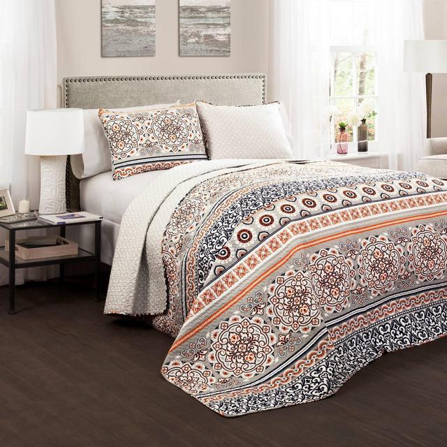 Nesco Quilt 3 Piece Set (Full/Queen)Navy/Coral - Lush Décor