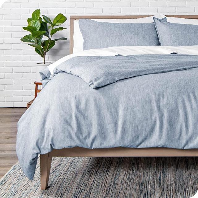 Bare Home Duvet Cover Oversized King Size - Premium 1800 Super Soft Duvet Covers Collection - Lightweight, Duvet Cover - Soft Textured Bedding Duvet Cover (Oversized King, Heathered Blue)