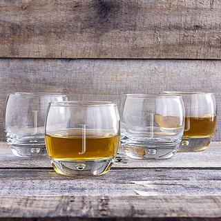 Personalized Heavy Based Whiskey Glass, Set of 4
