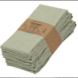 Ruvanti Cloth Napkins Set of 12, 18x18 Reusable Napkins Cloth Washable, Soft & Durable Table Napkins, Polycotton Chambray Dinner Napkins for Parties, Christmas, Thanksgiving, Weddings - Olive Branch