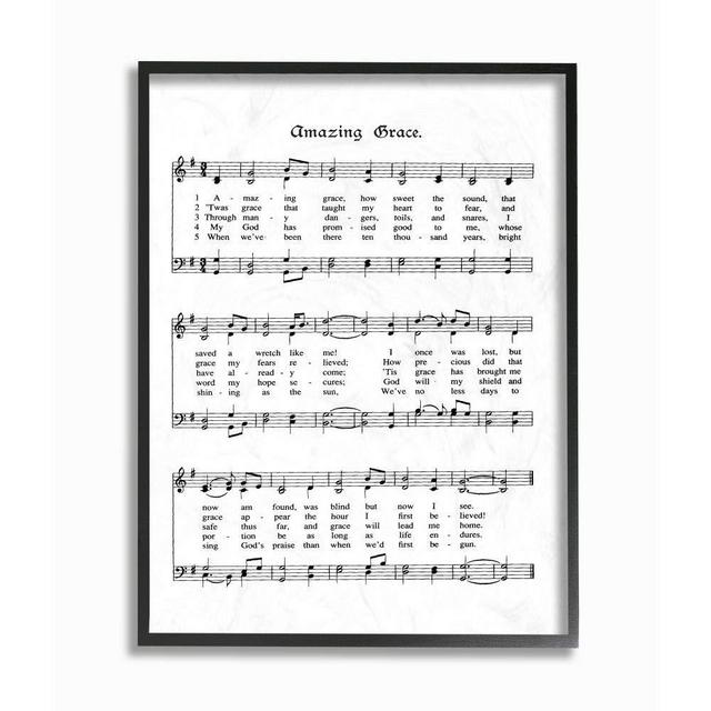 Stupell Industries Amazing Grace Vintage Sheet Music Framed Giclee Texturized Art, Multi-Color