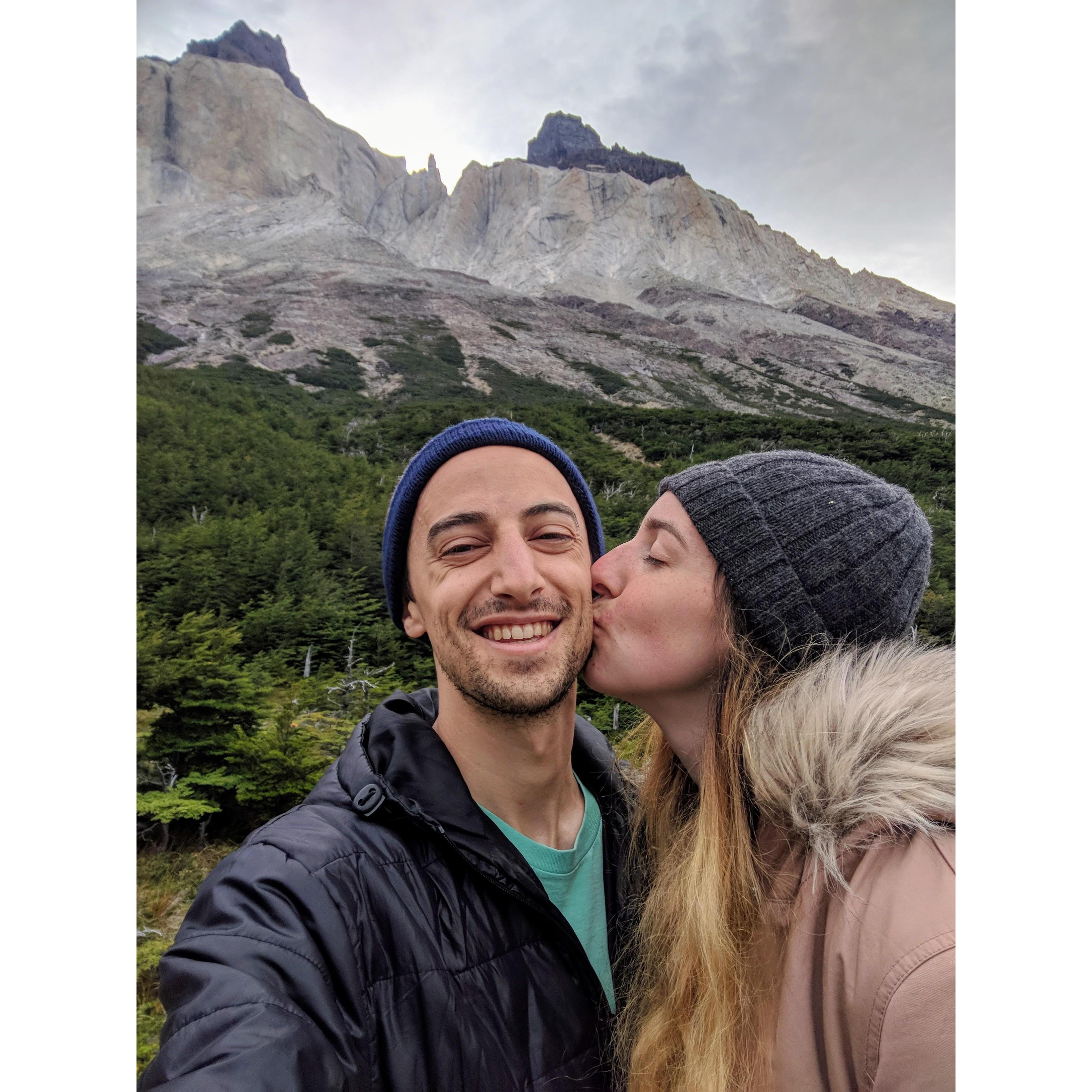 Both of our first backpacking trips, in Chile when Dylan visited Hannah while studying abroad for the second time. This day was BRUTAL but we got through it together :)