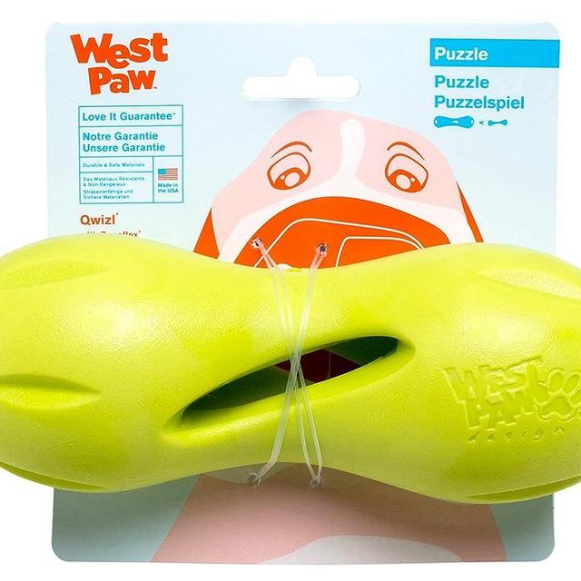 West Paw Zogoflex Qwizl Interactive Treat Dispensing Dog Puzzle Treat Toy for Dogs, Granny Smith, Large