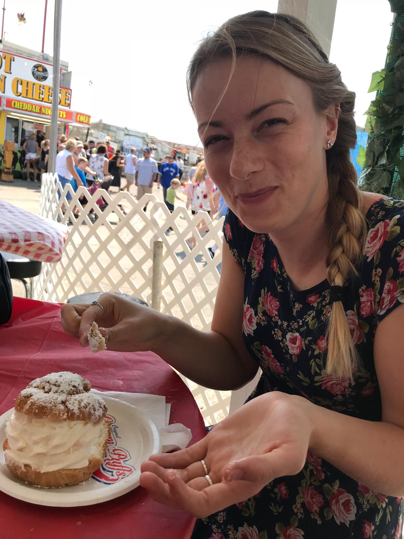 Angela's first cream puff!