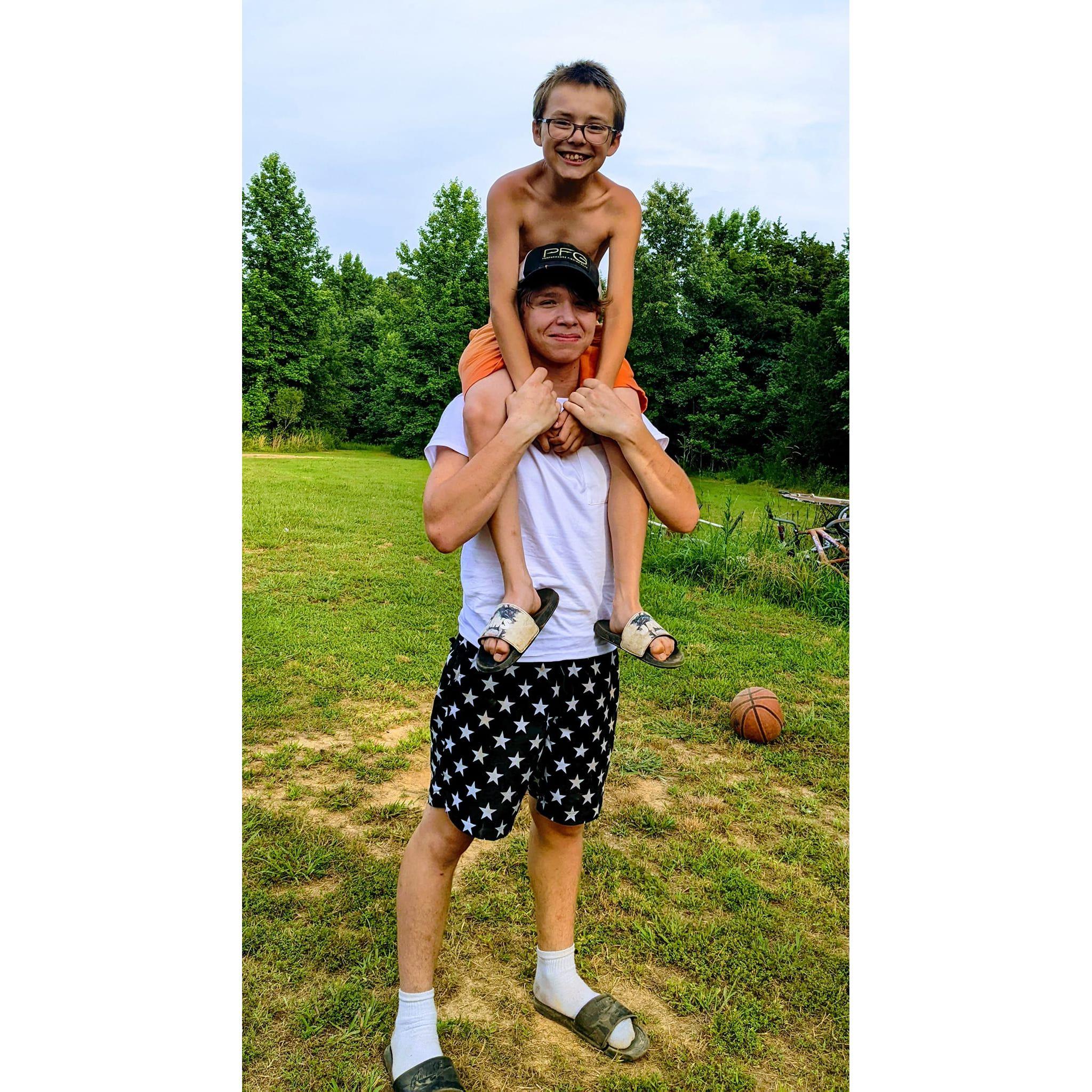 Robby with his oldest cousin, James Jr.