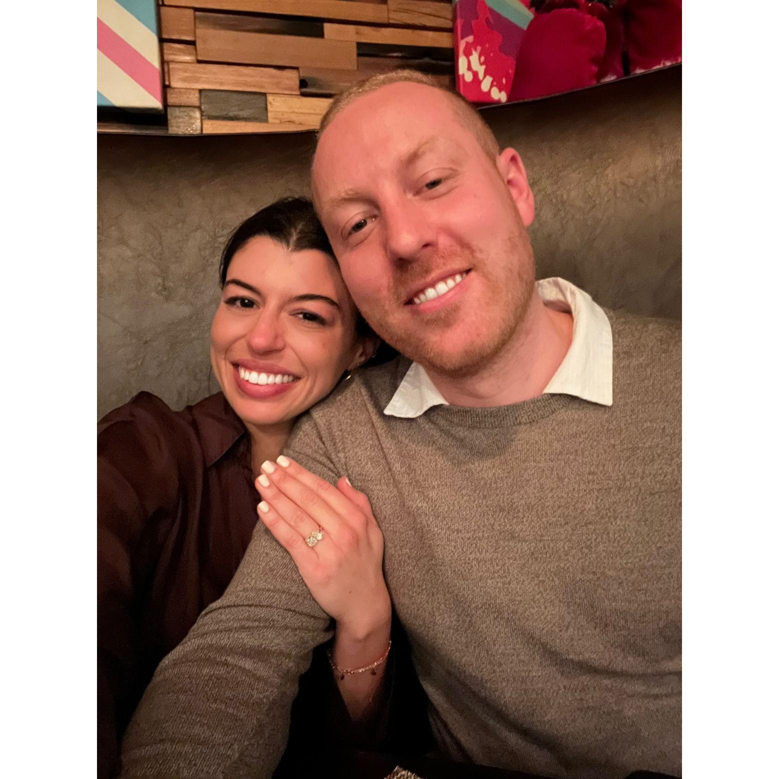 Dec 21, 2023: the night we got engaged! She said yes (obviously).