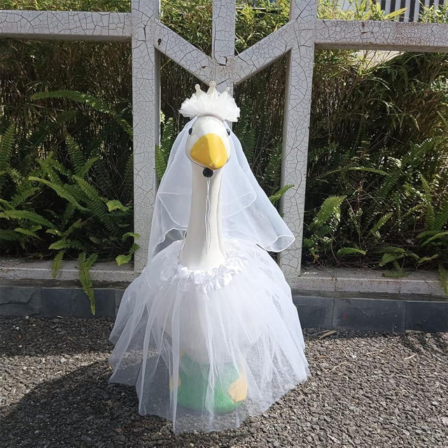 Earssa Porch Goose Outfit for 23" 17" Bride Goose Lawn Goose Costume Wedding Dress Statue Decor Clothes Outdoor Garden Lawn Art Decor