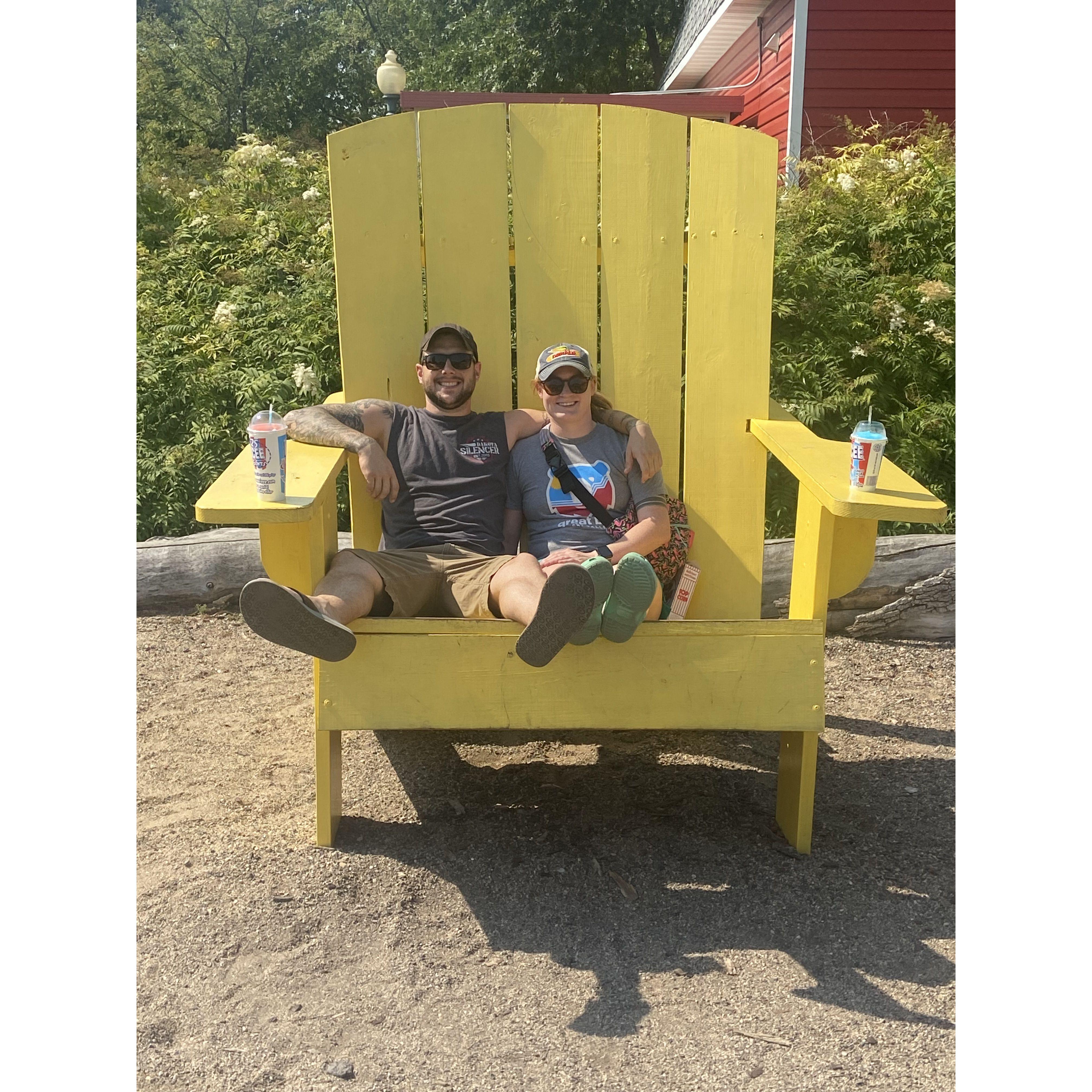 Red River Z00 in Fargo, ND. Big chair fun.