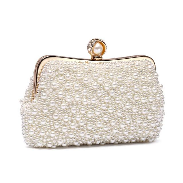 Mulian LilY Womens Clutch Evening Bags Full Beaded Artificial Pearls Handbag for Wedding Bridal Parites Prom