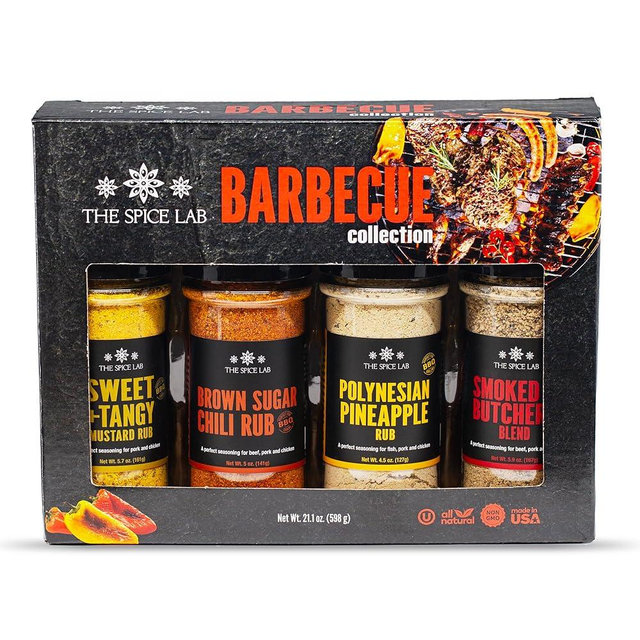 The Spice Lab Barbecue Gift Set – New Gourmet Grilling Seasoning Set Collection with Polynesian Pineapple, Brown Sugar Chili, Smoked Butcher’s Blend, And Sweet & Tangy Rub – Perfect Bbq Gift Set