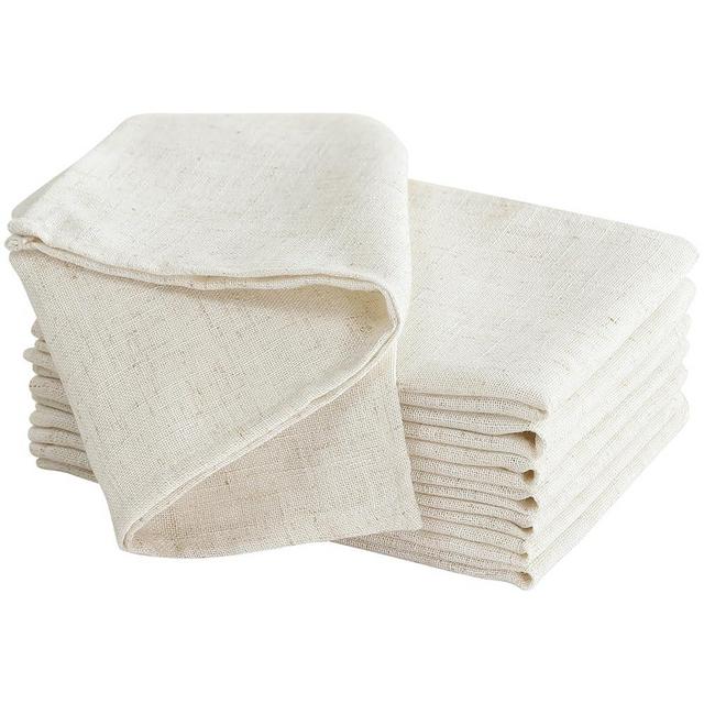 Laura Ashley Dothan Luxury Linen Blend Tablecloth for Formal Dining, Holiday, Wedding or Party, Set of 8 Napkins, Taupe