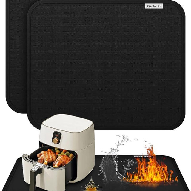 2pack Heat Resistant Mat for Countertop, 15x18in Hot Pads for Kitchen Countertop Protector,Silicone Heat Resistant Mat for Air Fryer, Deep Fryer, Oven