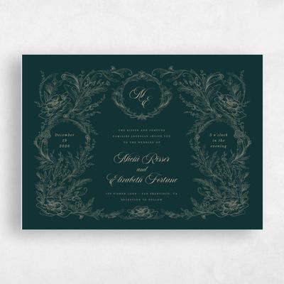 Dark Emerald, Green Wedding Invitation - Leonid Landscape