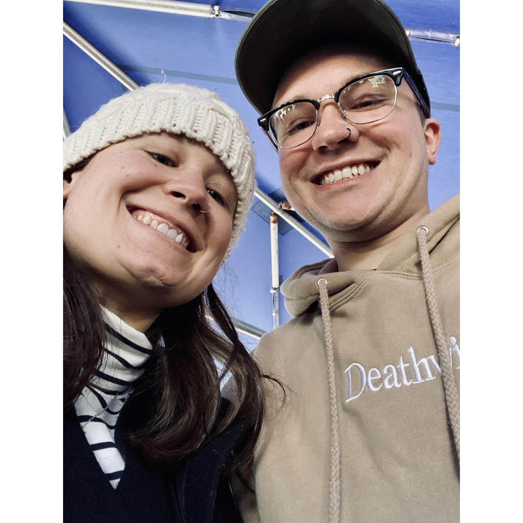 Hyping ourselves up for an 8-hour whale-watching tour....Megan lasted 3 hours then we had to stow away on the sick deck.