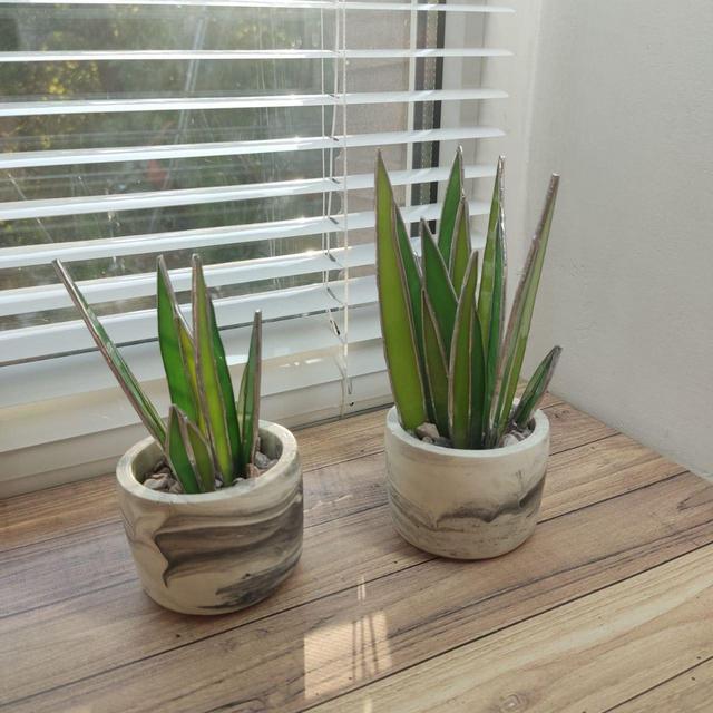 Agave stained glass, handmade Agave plant, Agave decor, fake plant, plants suncatcher, table plant decor, 3d cactus, glass succulent