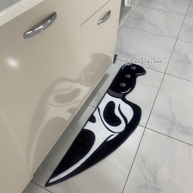 Scream Knife Rug: Horror Movie Ghost Face Kitchen Mat