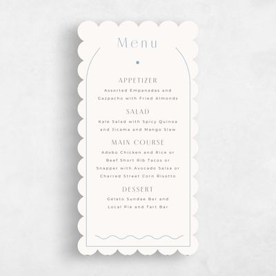 White Scalloped Wedding Menu - Suzi