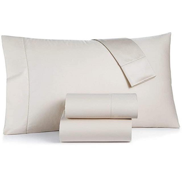 Charter Club Damask Solid 550 Thread Count Supima Cotton 4 Piece Queen Sheet Set Parchment