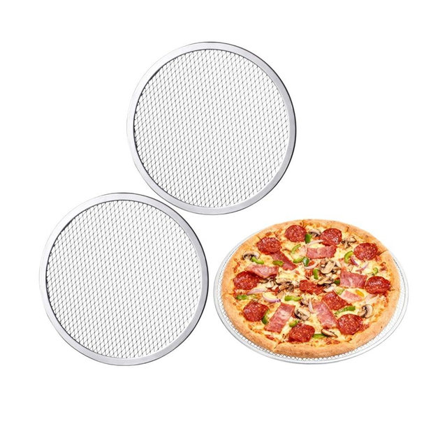 Astero 18inch Non-Stick Pizza Pan for Oven Baking Perforated Aluminum Pizza Screen for Pizza Bread and Cookies Easy to Clean & Reusable Baking Tray (3Pcs, 18")
