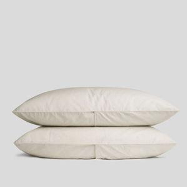 Standard Percale Pillowcases | Bone - Side Open