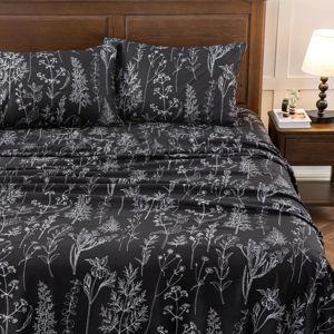 Black Sheets Queen, Bed Sheets Soft Breathable Cute Printed Boho Farmhouse Bed Sheets, Oeko-Tex Certificated
