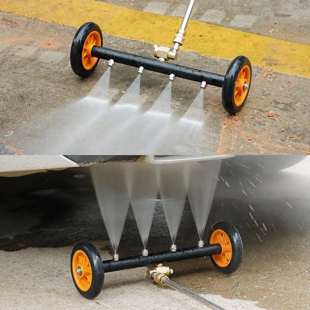 Undercarriage Pressure Washer Attachment, Siebwin 16" Dual-Function Water Broom for Pressure Washer Undercarriage Cleaner with 3 Pieces Extension Wand, 4000 PSI, Orange