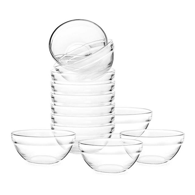 Lartique Mini 3.5 Inch Glass Bowls for Kitchen Prep, Dessert, Dips, and Candy Dishes or Nut Bowls, Set of 12