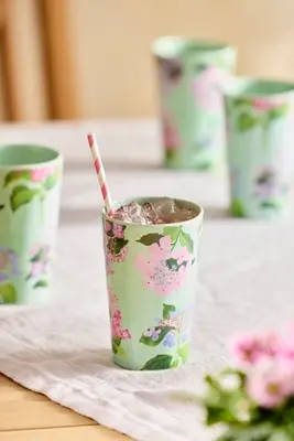 Floral Melamine Cups, Set of 4