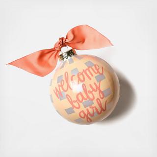 Welcome Baby Girl Gingham Ornament with Stand