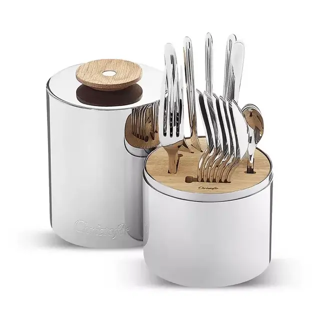 Christofle Essentiel 24-Piece Flatware Set with Storage Canister, Service for 6