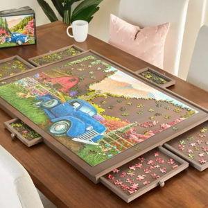 Brown Wood Puzzle Table