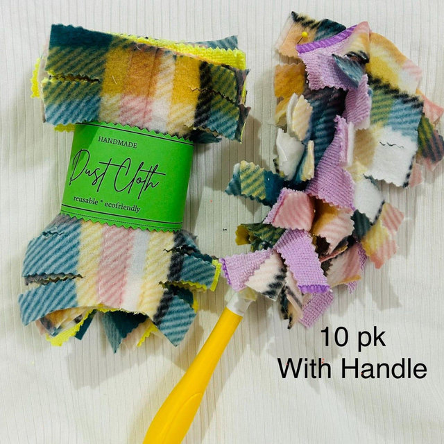 Swifter Duster 10 pack with handle. Reusable Various Colors and patterns of fleece and Microfiber