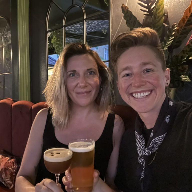 Enjoying some delicious drinks at a craft cocktail bar on our recent trip to Ljubljana, Slovenia