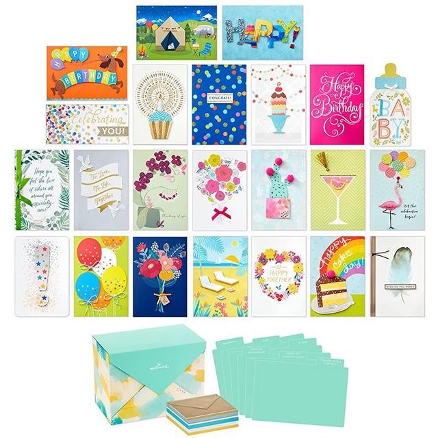 Hallmark Pack of 24 Handmade Assorted Boxed Greeting Cards, Watercolor—Birthday /Baby Showe/ Wedding/Sympathy/Thinking of You/ Thank You Cards