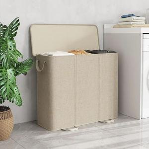 Triple Laundry Hamper with Lid and Removable Laundry Bags - 185L Beige