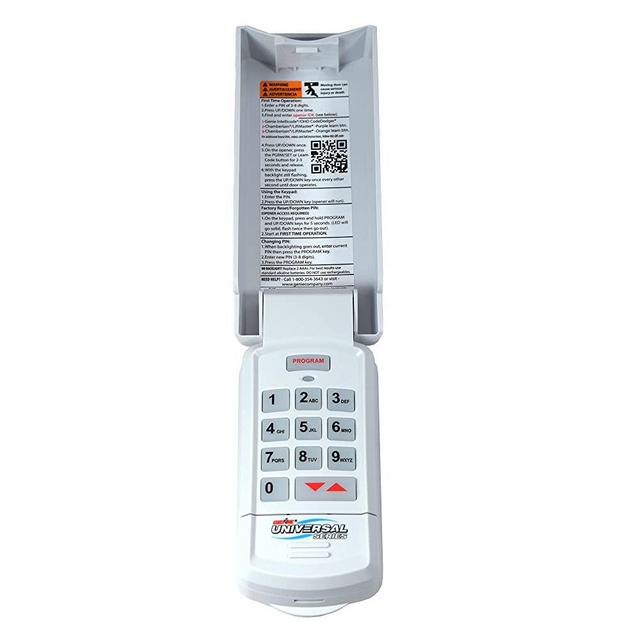 Genie GUK-R Wireless Universal Garage Door Opener Keypad, Works on all major brands, 3, White