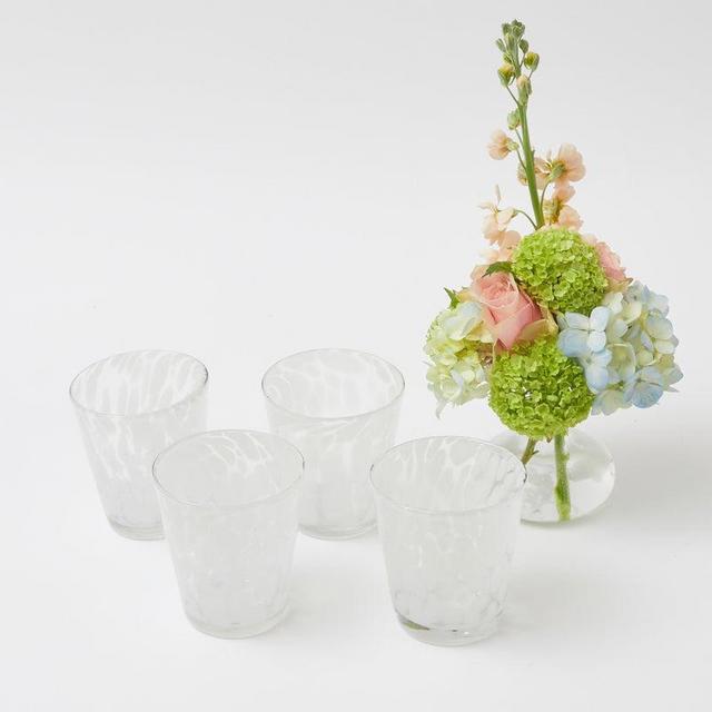 Dappled White Water Glasses (Set of 4)