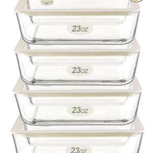 Urban Green Glass Food Container Set with Glass Lid, 4 Pack, 23 oz
