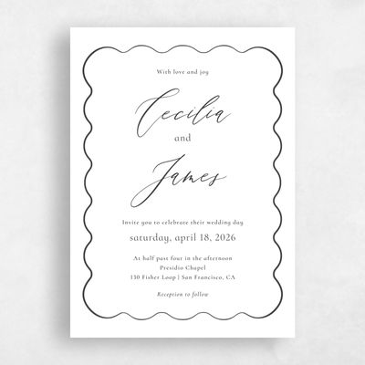 White Bordered Wedding Invitation - Biltmore Portrait