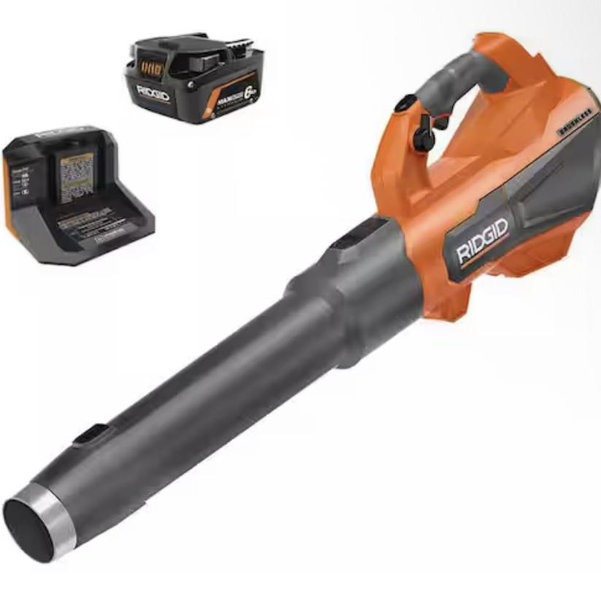 RIDGID 18V Brushless 14 in. Cordless Battery String Trimmer and Leaf Blower 2-Tool Combo Kit with 4.0 Ah Battery and Charger R019001