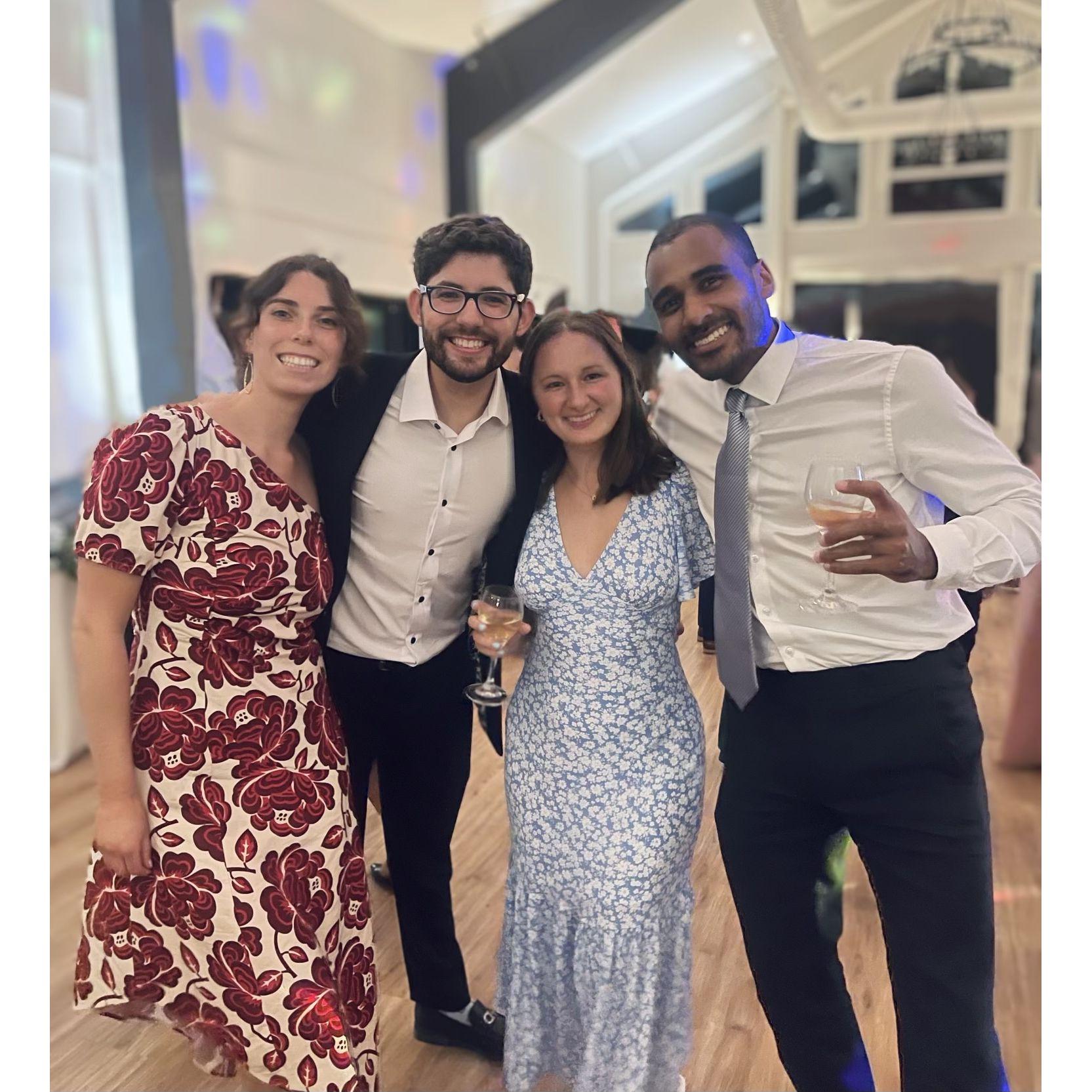 Wedding fun with Will's sister and her partner, Giulia and Thomas.