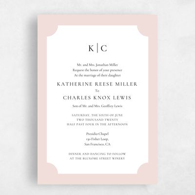 Blush, Pink Wedding Invitation - Blake Frame