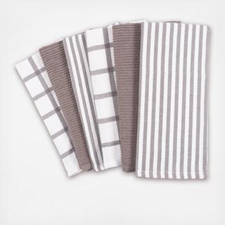 Mixed Flat & Terry Kitchen Towels, Set of 6