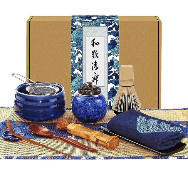 Artcome 12Pcs Japanese Matcha Tea Set, Matcha Bowl, Matcha Whisk, Whisk Holder, Traditional Scoop, Bamboo Brush and Bamboo Screen Handmade Matcha Ceremony Kit For Traditional Japanese Tea Ceremony