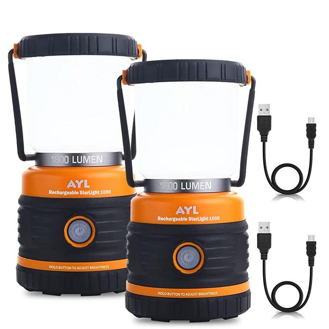 LED Camping Lantern Rechargeable, 1800LM, 4 Light Modes, 4400mAh Power Bank, IP44 Waterproof, Perfect Lantern Flashlight for Hurricane, Emergency, Power Outages, Home and More, with USB Cable (2 Pack)
