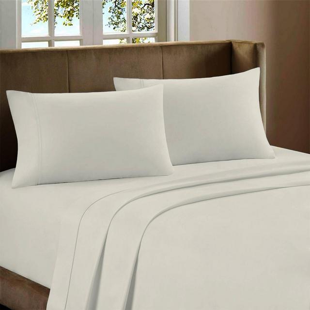 Queen 600 Thread Count Cotton Rich Sateen Sheet Set Ivory - Color Sense