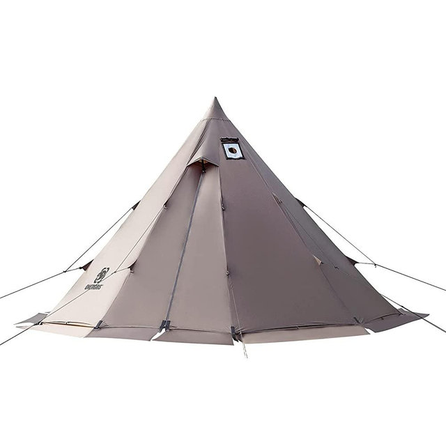 OneTigris Rock Fortress Hot Tent with Stove Jack Bushcraft Shelter, 4~6 Person, 4 Season Tipi Tent for Family Camping Hunting Fishing Waterproof Wind-Proof.