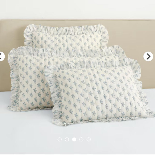 Celestia Ruffle Organic-Cotton Sham- Blue Bouquet - Standard Size