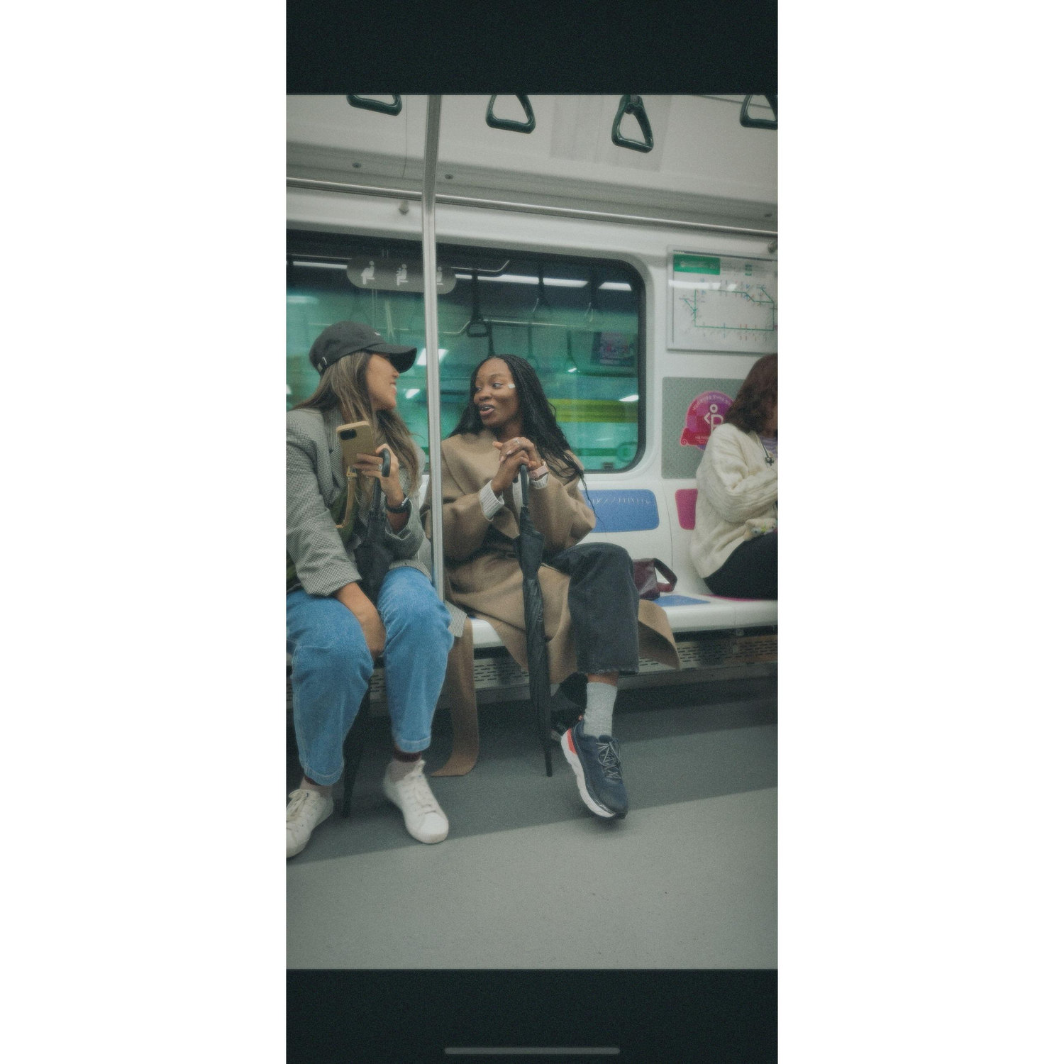 Anna Joe's sister and I on a train in Korea