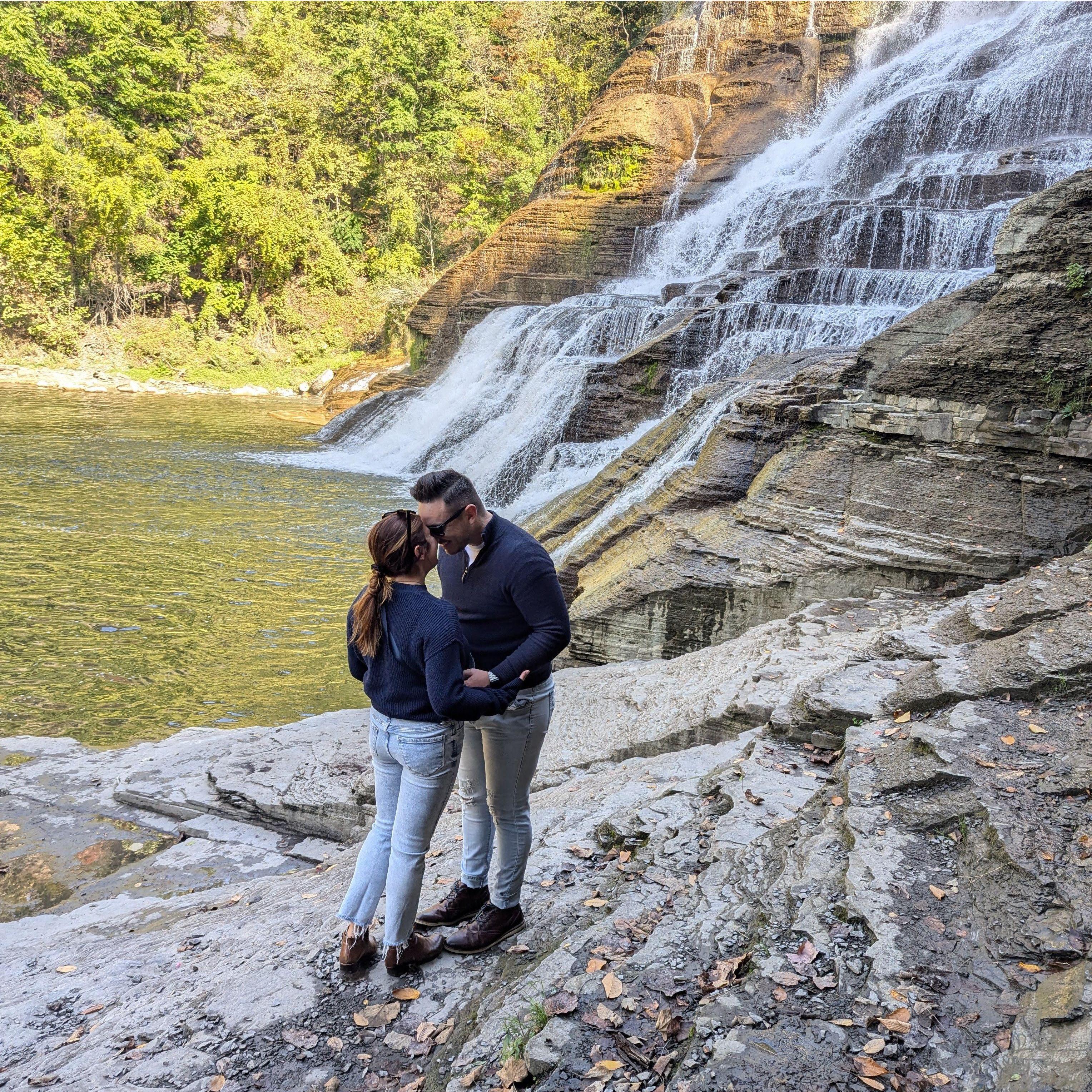 The day we got engaged at Ithaca Falls.